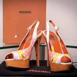 Missoni Slingback Peep Toe Platform Heels 36.5
